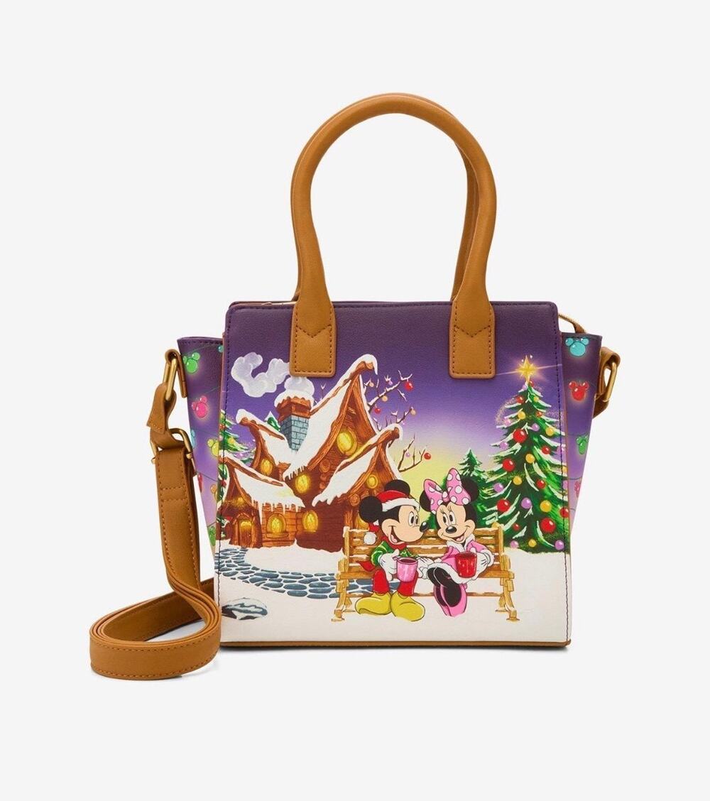 Loungefly Disney Christmas Mickey & Minnie Holiday House Crossbody Purse